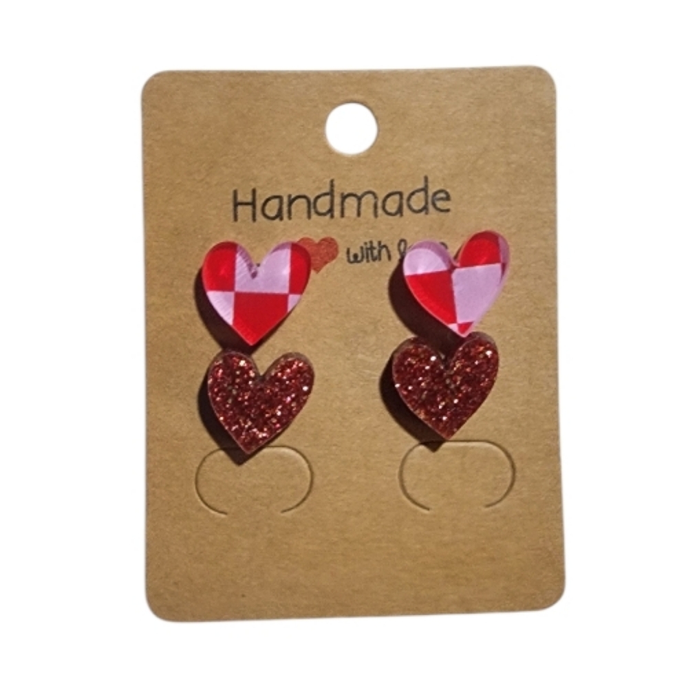 Checkmate Crush Acrylic Stud Earrings, 2 Pair